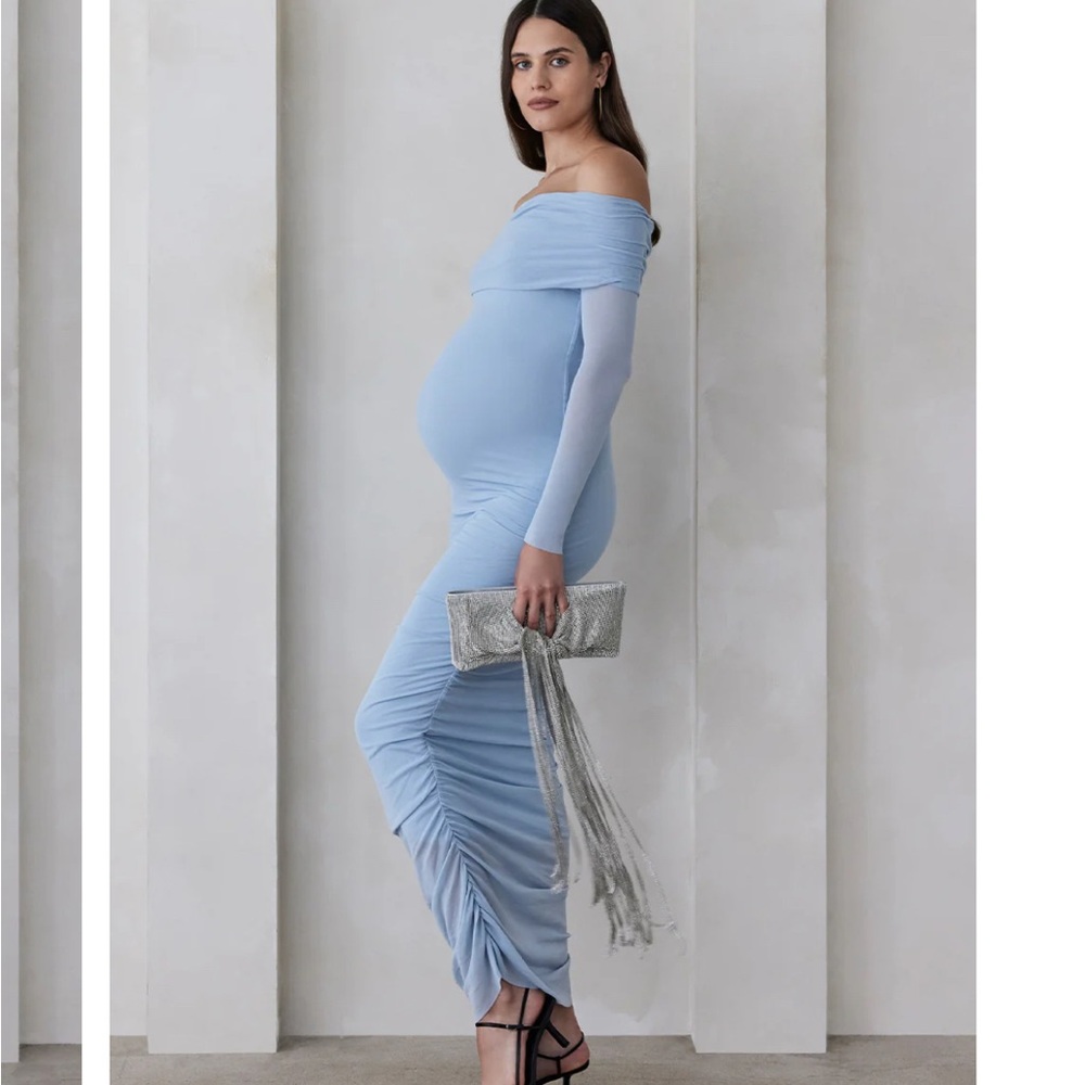 Bumpsuit Off the Shoulder Soft Mesh Dress